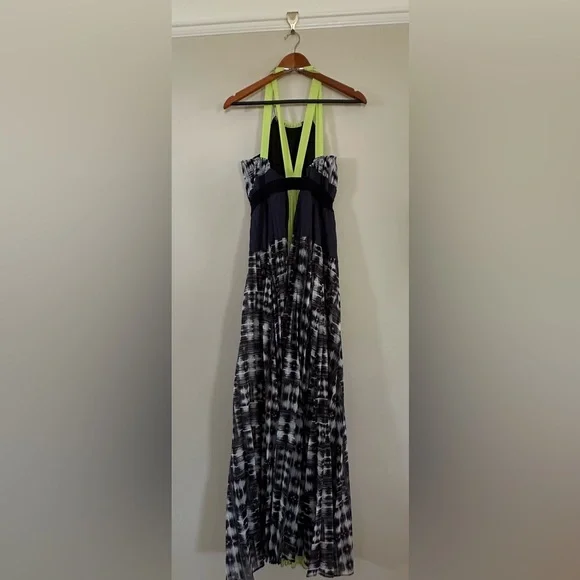 BCBG Constantine maxi dress - blue, green pleated - Picture 5 of 8